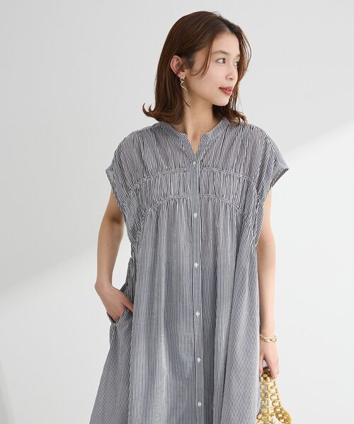 Green　Parks（グリーンパークス）の「インド綿 シャーリングワンピース（ワンピース・レディース・ブラック/ブルー系その他4/ストライプ/グリーン/レッド・FREE）」の10枚目の写真