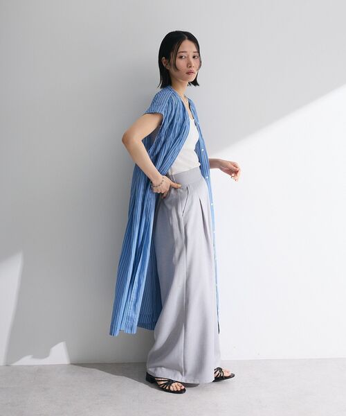 Green　Parks（グリーンパークス）の「インド綿 シャーリングワンピース（ワンピース・レディース・ブラック/ブルー系その他4/ストライプ/グリーン/レッド・FREE）」の19枚目の写真