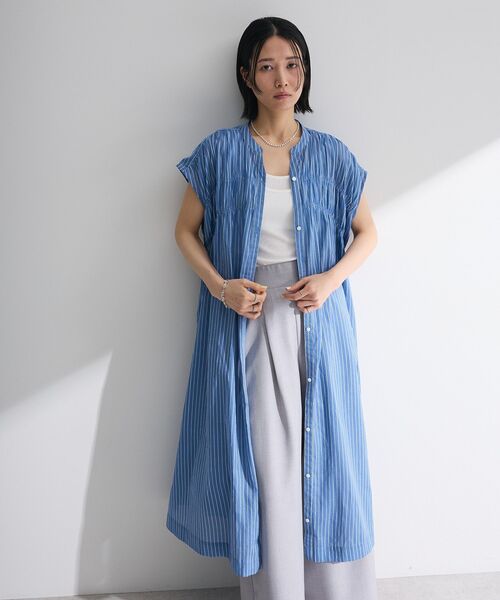 Green　Parks（グリーンパークス）の「インド綿 シャーリングワンピース（ワンピース・レディース・ブラック/ブルー系その他4/ストライプ/グリーン/レッド・FREE）」の21枚目の写真