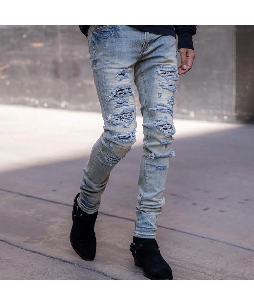 mnml】X165 PAISLEY STRETCH DENIM [I]（デニムパンツ）｜mnml