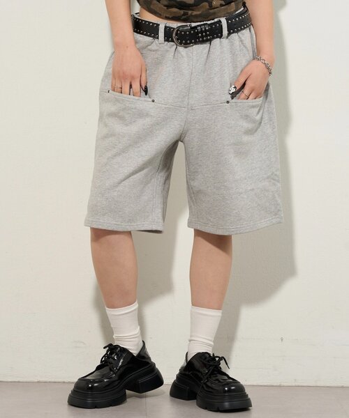 WHO'S WHO gallery（フーズフーギャラリー）の「スラッシュポケットスウェットハーフパンツ（スウェットパンツ・レディース・グレー/ブラック・FREE）」の11枚目の写真