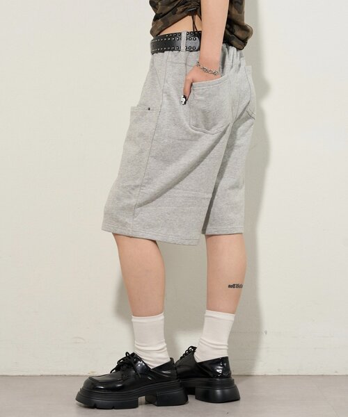 WHO'S WHO gallery（フーズフーギャラリー）の「スラッシュポケットスウェットハーフパンツ（スウェットパンツ・レディース・グレー/ブラック・FREE）」の13枚目の写真