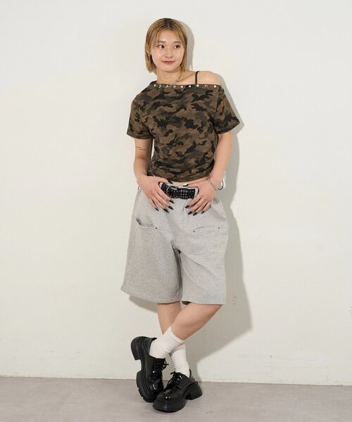 WHO'S WHO gallery（フーズフーギャラリー）の「スラッシュポケットスウェットハーフパンツ（スウェットパンツ・レディース・グレー/ブラック・FREE）」の18枚目の写真