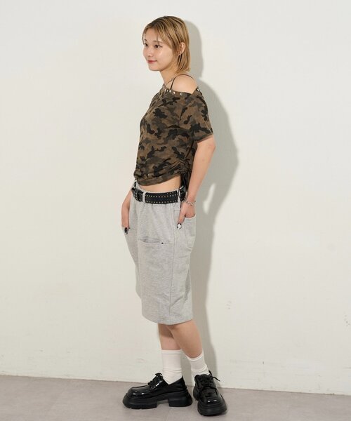 WHO'S WHO gallery（フーズフーギャラリー）の「スラッシュポケットスウェットハーフパンツ（スウェットパンツ・レディース・グレー/ブラック・FREE）」の19枚目の写真