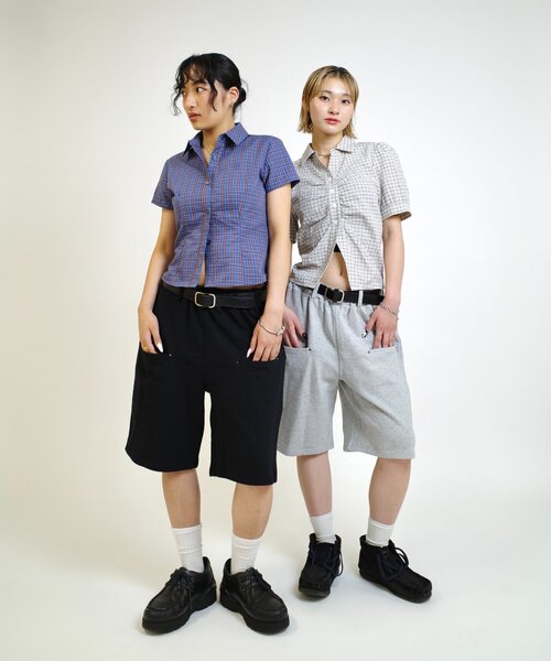 WHO'S WHO gallery（フーズフーギャラリー）の「スラッシュポケットスウェットハーフパンツ（スウェットパンツ・レディース・グレー/ブラック・FREE）」の22枚目の写真