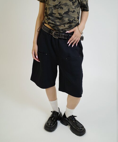 WHO'S WHO gallery（フーズフーギャラリー）の「スラッシュポケットスウェットハーフパンツ（スウェットパンツ・レディース・グレー/ブラック・FREE）」の5枚目の写真