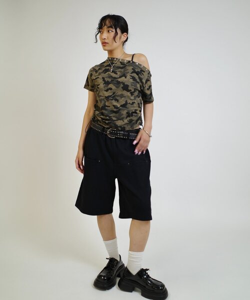 WHO'S WHO gallery（フーズフーギャラリー）の「スラッシュポケットスウェットハーフパンツ（スウェットパンツ・レディース・グレー/ブラック・FREE）」の6枚目の写真