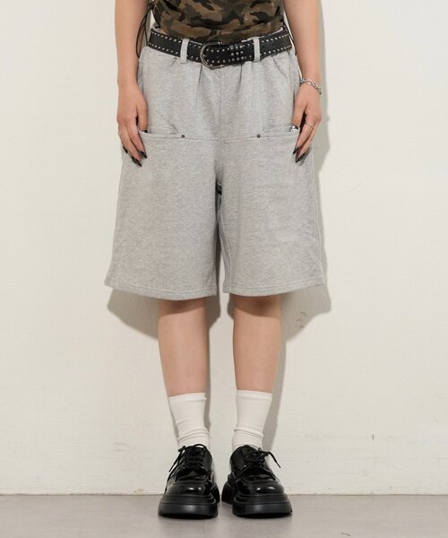 WHO'S WHO gallery（フーズフーギャラリー）の「スラッシュポケットスウェットハーフパンツ（スウェットパンツ・レディース・グレー/ブラック・FREE）」の8枚目の写真