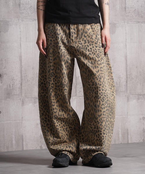 D-LAND】レオパード バレルレッグパンツ / Leopard Barrel Leg Pants