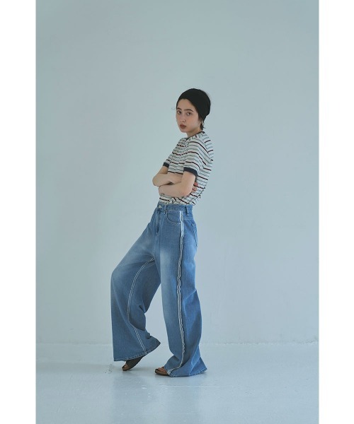 marjour（マージュール）の「RINGER BORDER TEE（Tシャツ/カットソー・レディース・オフホワイト/カーキ・M）」の16枚目の写真