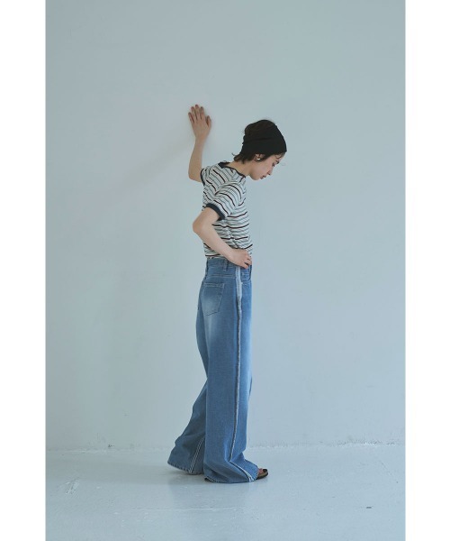 marjour（マージュール）の「RINGER BORDER TEE（Tシャツ/カットソー・レディース・オフホワイト/カーキ・M）」の18枚目の写真