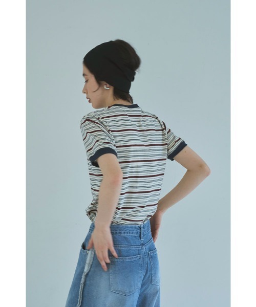 marjour（マージュール）の「RINGER BORDER TEE（Tシャツ/カットソー・レディース・オフホワイト/カーキ・M）」の20枚目の写真
