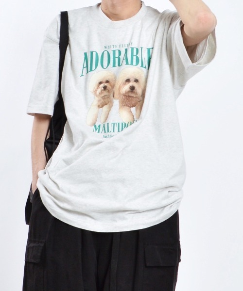 MODISH GAZE(モディシュガゼ)の「【MODISH GAZE】アニマルプリントTシャツDOGプリント(Tシャツ/カットソー・メンズ・ホワイト/オートミール/ネイビー/ブラック・MEDIUM/LARGE/X-LARGE)」の19枚目の写真