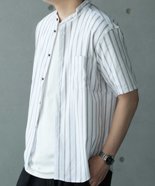 UNION STATION（ユニオンステーション）の「ドビージャガードSSバンドカラーシャツ（シャツ/ブラウス・メンズ・ホワイト系その他/ホワイト・L/LL/M）」の7枚目の写真