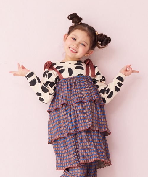 MARKEY'S（マーキーズ）の「ギンガムプリーツティアードワンピース（ワンピース・キッズ・ブラック系その他/グリーン系その他/ベージュ系その他・LL/L/M/S）」の6枚目の写真