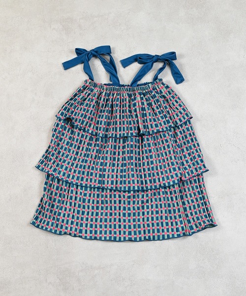 MARKEY'S（マーキーズ）の「ギンガムプリーツティアードワンピース（ワンピース・キッズ・ブラック系その他/グリーン系その他/ベージュ系その他・LL/L/M/S）」の14枚目の写真