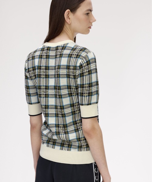 FRED PERRY(フレッドペリー)の「Tartan Knitted T-Shirt/タータンニットTシャツ(ニット/セーター・レディース・オフホワイト・10)」の2枚目の写真