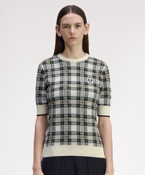 FRED PERRY(フレッドペリー)の「Tartan Knitted T-Shirt/タータンニットTシャツ(ニット/セーター・レディース・オフホワイト・10)」の4枚目の写真