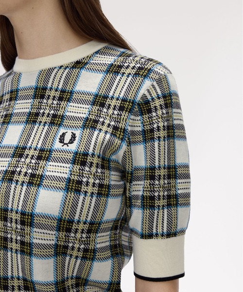 FRED PERRY(フレッドペリー)の「Tartan Knitted T-Shirt/タータンニットTシャツ(ニット/セーター・レディース・オフホワイト・10)」の3枚目の写真