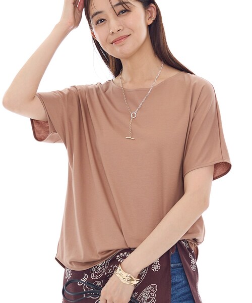 INDIVI(インディヴィ)の「【インナーとしても活躍!】シンプルTシャツ(Tシャツ/カットソー・レディース・サックスブルー/ブラック/キャメル/ホワイト・38/34/15 /13/05/19)」の4枚目の写真