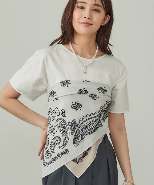 INDIVI(インディヴィ)の「【インナーとしても活躍!】シンプルTシャツ(Tシャツ/カットソー・レディース・サックスブルー/ブラック/キャメル/ホワイト・38/34/15 /13/05/19)」の7枚目の写真