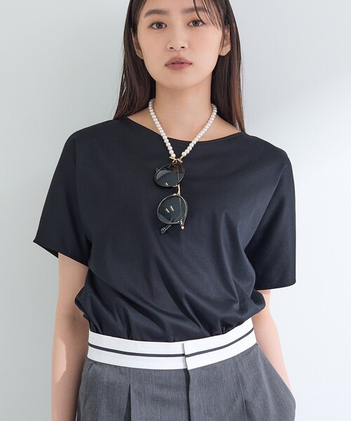 INDIVI(インディヴィ)の「【インナーとしても活躍!】シンプルTシャツ(Tシャツ/カットソー・レディース・サックスブルー/ブラック/キャメル/ホワイト・38/34/15 /13/05/19)」の12枚目の写真