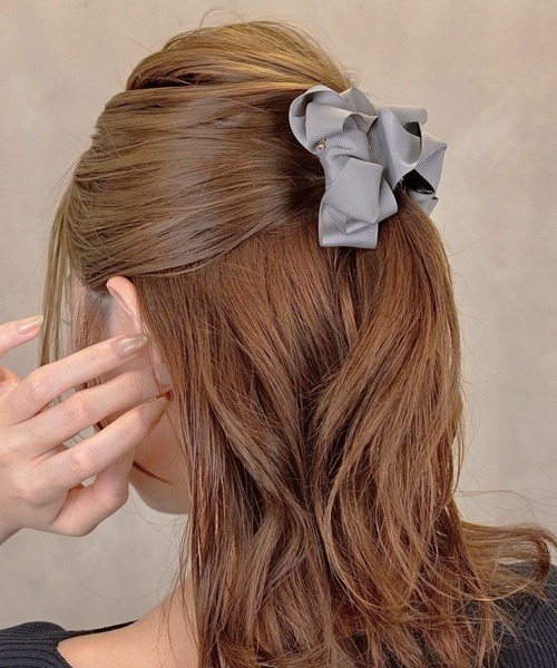 セール】グログランリボンミニバンスクリップ（バレッタ/ヘアクリップ