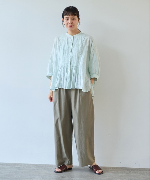 yuni（ユニ　）の「△80/2強撚コットンギャバwideパンツ（その他パンツ・レディース・ダークブラウン/ブラック/カーキ・FREE）」の3枚目の写真