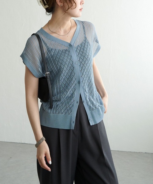 LBC（エルビーシー）の「透かし編み2WAYベスト（ベスト・レディース・ブラウン系その他/ライトブルー/ブラック/ベージュ・M）」の4枚目の写真