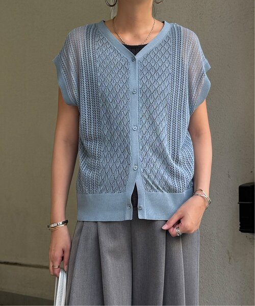 LBC（エルビーシー）の「透かし編み2WAYベスト（ベスト・レディース・ブラウン系その他/ライトブルー/ブラック/ベージュ・M）」の7枚目の写真