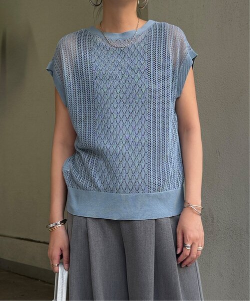 LBC（エルビーシー）の「透かし編み2WAYベスト（ベスト・レディース・ブラウン系その他/ライトブルー/ブラック/ベージュ・M）」の5枚目の写真