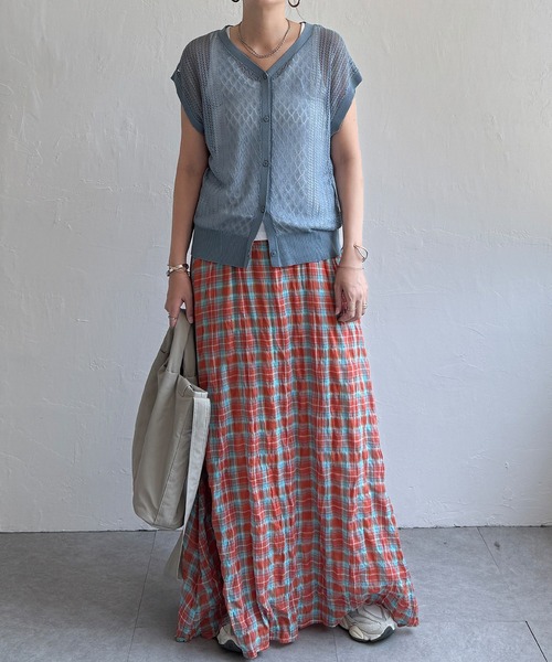 LBC（エルビーシー）の「透かし編み2WAYベスト（ベスト・レディース・ブラウン系その他/ライトブルー/ブラック/ベージュ・M）」の12枚目の写真