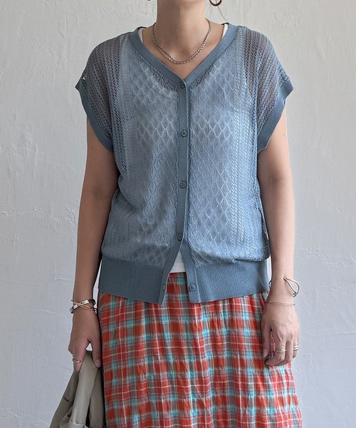 LBC（エルビーシー）の「透かし編み2WAYベスト（ベスト・レディース・ブラウン系その他/ライトブルー/ブラック/ベージュ・M）」の13枚目の写真