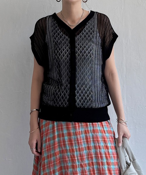 LBC（エルビーシー）の「透かし編み2WAYベスト（ベスト・レディース・ブラウン系その他/ライトブルー/ブラック/ベージュ・M）」の14枚目の写真