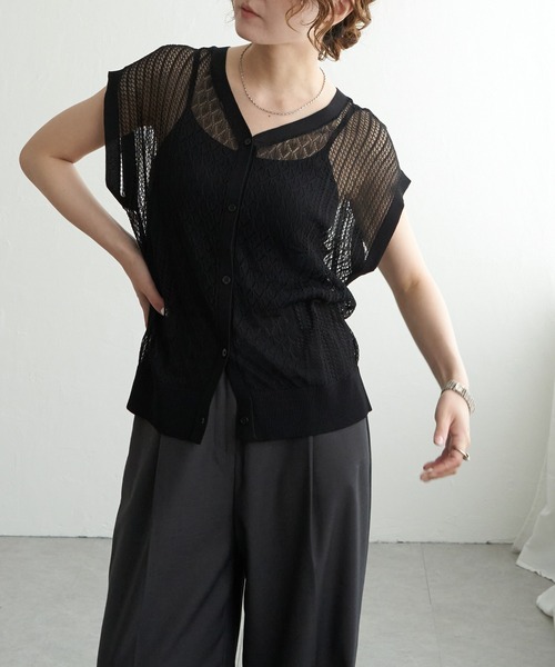 LBC（エルビーシー）の「透かし編み2WAYベスト（ベスト・レディース・ブラウン系その他/ライトブルー/ブラック/ベージュ・M）」の22枚目の写真