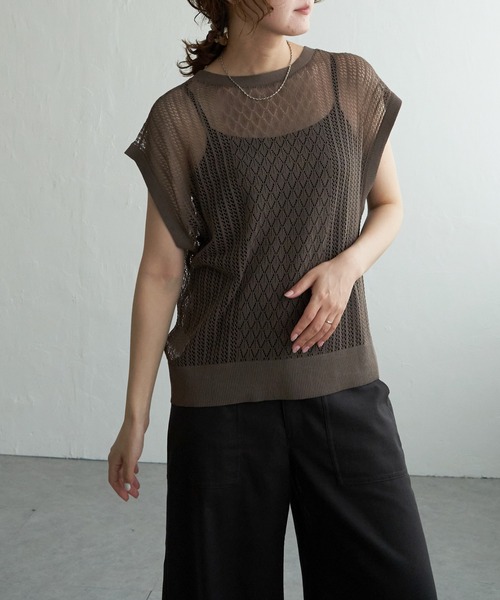 LBC（エルビーシー）の「透かし編み2WAYベスト（ベスト・レディース・ブラウン系その他/ライトブルー/ブラック/ベージュ・M）」の16枚目の写真