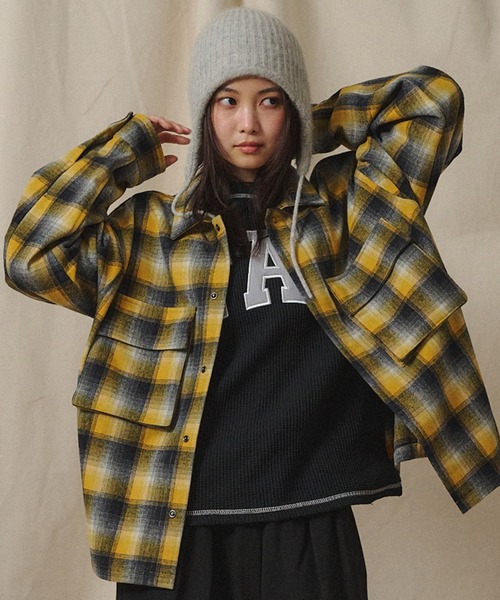 Universal Style Wear（ユニバーサルスタイルウェア）の「Universal Style Wear チェックライトファティーグシャツ（シャツ/ブラウス・メンズ・イエロー×ブラック/その他/ブラウン/キャメル・MEDIUM/LARGE/X-LARGE）」の3枚目の写真