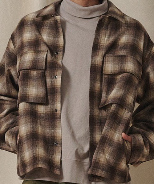 Universal Style Wear（ユニバーサルスタイルウェア）の「Universal Style Wear チェックライトファティーグシャツ（シャツ/ブラウス・メンズ・イエロー×ブラック/その他/ブラウン/キャメル・MEDIUM/LARGE/X-LARGE）」の6枚目の写真