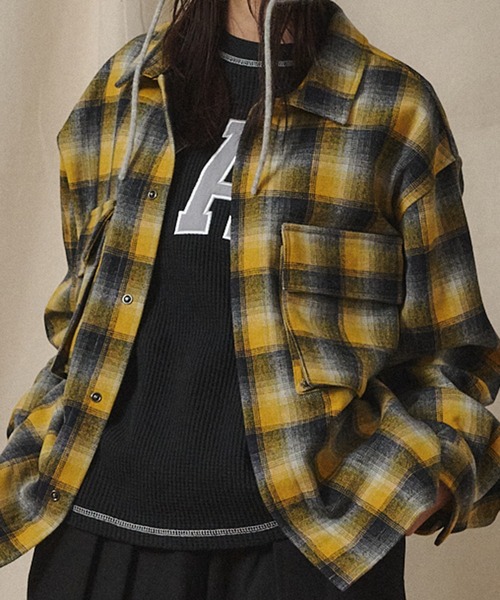 Universal Style Wear（ユニバーサルスタイルウェア）の「Universal Style Wear チェックライトファティーグシャツ（シャツ/ブラウス・メンズ・イエロー×ブラック/その他/ブラウン/キャメル・MEDIUM/LARGE/X-LARGE）」の10枚目の写真