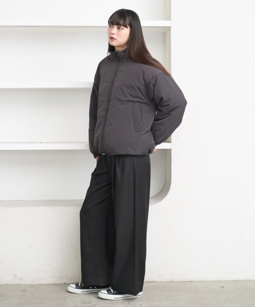 flaner（フラネ）の「Loose ripstop padding blouson / ルーズリップストップ中綿ブルゾン（ダウンジャケット/コート・レディース・ネイビー/グレー・LARGE/MEDIUM）」の21枚目の写真