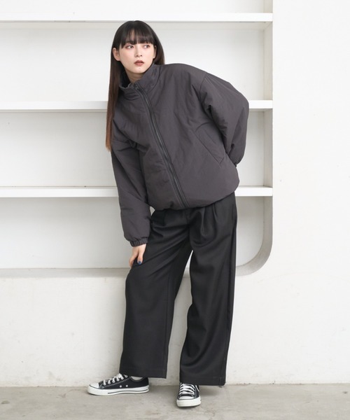flaner（フラネ）の「Loose ripstop padding blouson / ルーズリップストップ中綿ブルゾン（ダウンジャケット/コート・レディース・ネイビー/グレー・LARGE/MEDIUM）」の20枚目の写真