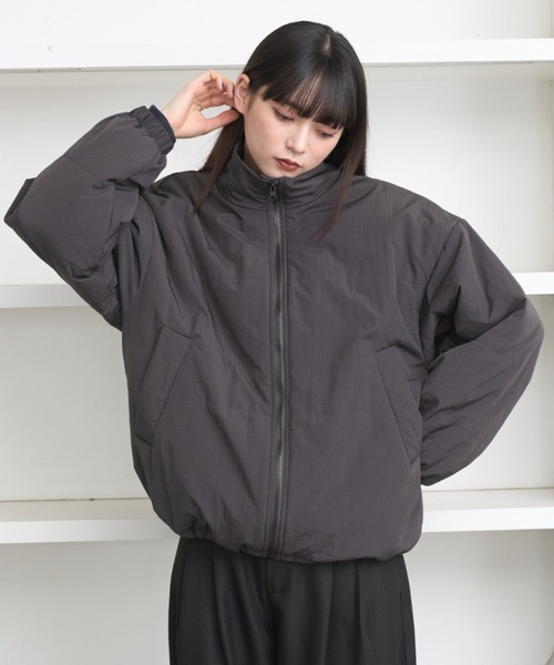 flaner（フラネ）の「Loose ripstop padding blouson / ルーズリップストップ中綿ブルゾン（ダウンジャケット/コート・レディース・ネイビー/グレー・LARGE/MEDIUM）」の6枚目の写真