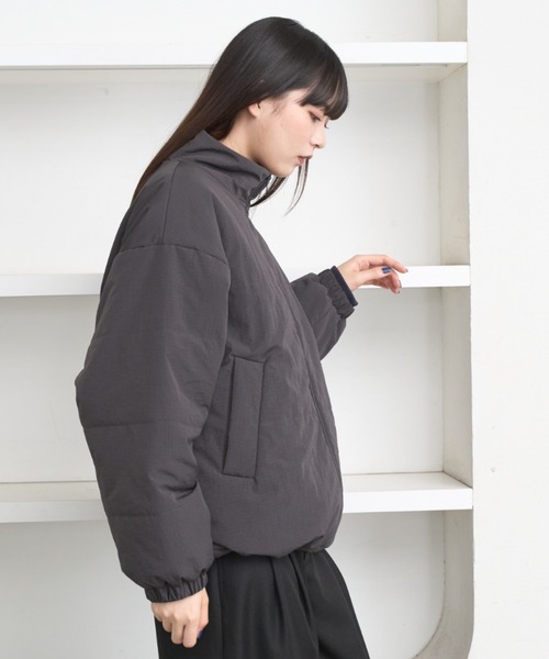 flaner（フラネ）の「Loose ripstop padding blouson / ルーズリップストップ中綿ブルゾン（ダウンジャケット/コート・レディース・ネイビー/グレー・LARGE/MEDIUM）」の9枚目の写真