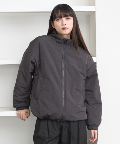 flaner（フラネ）の「Loose ripstop padding blouson / ルーズリップストップ中綿ブルゾン（ダウンジャケット/コート・レディース・ネイビー/グレー・LARGE/MEDIUM）」の3枚目の写真