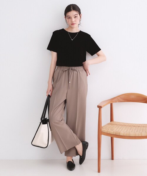 OPAQUE.CLIP（オペークドットクリップ）の「フロッキーチュールTシャツ【洗濯機洗い可】（Tシャツ/カットソー・レディース・ブラック/ネイビー/ピンク/ダークブラウン・42/40/38）」の6枚目の写真