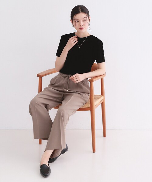 OPAQUE.CLIP（オペークドットクリップ）の「フロッキーチュールTシャツ【洗濯機洗い可】（Tシャツ/カットソー・レディース・ブラック/ネイビー/ピンク/ダークブラウン・42/40/38）」の7枚目の写真