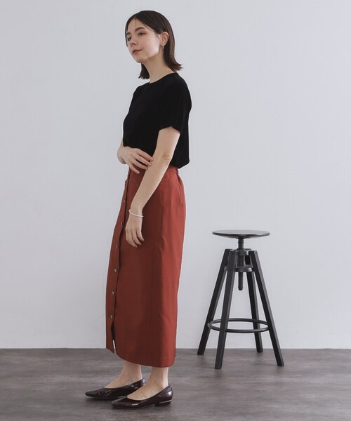 OPAQUE.CLIP（オペークドットクリップ）の「フロッキーチュールTシャツ【洗濯機洗い可】（Tシャツ/カットソー・レディース・ブラック/ネイビー/ピンク/ダークブラウン・42/40/38）」の9枚目の写真