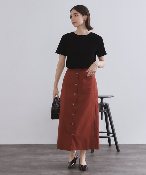 OPAQUE.CLIP（オペークドットクリップ）の「フロッキーチュールTシャツ【洗濯機洗い可】（Tシャツ/カットソー・レディース・ブラック/ネイビー/ピンク/ダークブラウン・42/40/38）」の10枚目の写真