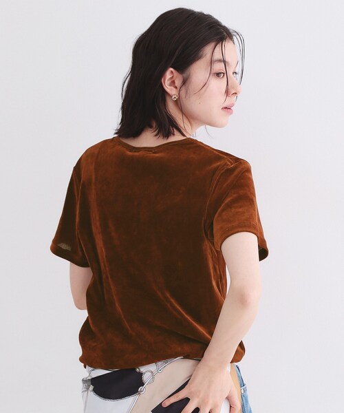 OPAQUE.CLIP（オペークドットクリップ）の「フロッキーチュールTシャツ【洗濯機洗い可】（Tシャツ/カットソー・レディース・ブラック/ネイビー/ピンク/ダークブラウン・42/40/38）」の12枚目の写真