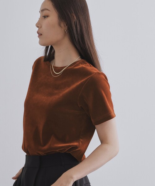 OPAQUE.CLIP（オペークドットクリップ）の「フロッキーチュールTシャツ【洗濯機洗い可】（Tシャツ/カットソー・レディース・ブラック/ネイビー/ピンク/ダークブラウン・42/40/38）」の15枚目の写真